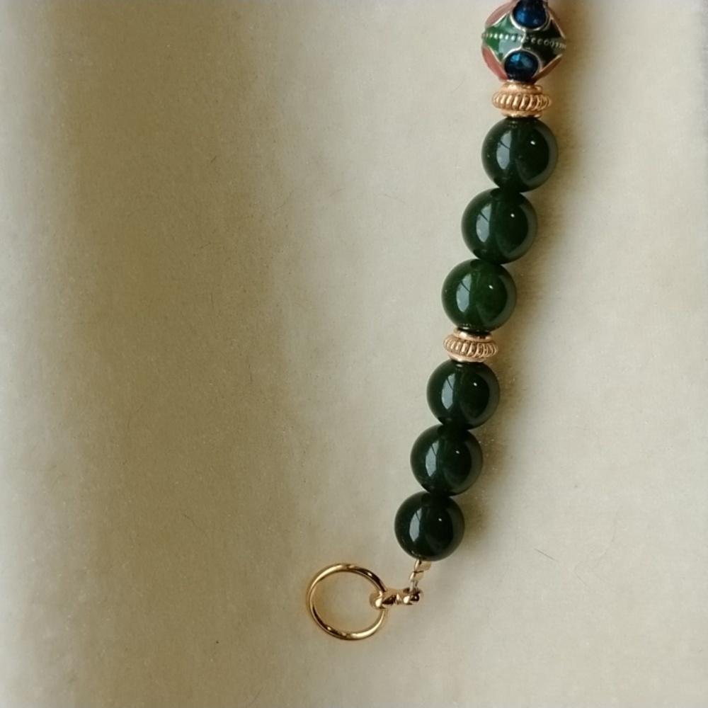 HAND CRAFTED CLOISONNE AND JADE BRACELET - Picture 3 of 5